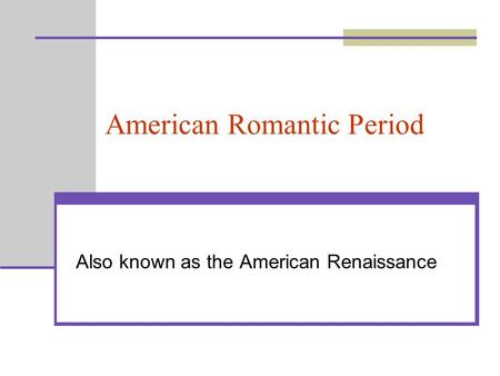 American Romantic Period