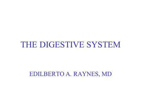 THE DIGESTIVE SYSTEM EDILBERTO A. RAYNES, MD.