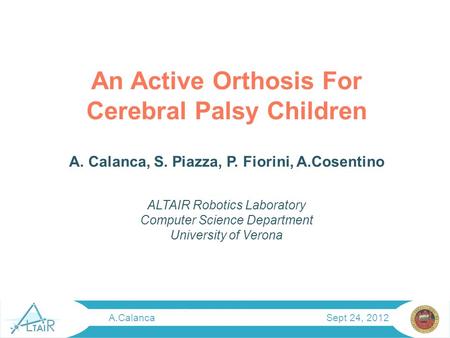 An Active Orthosis For Cerebral Palsy Children