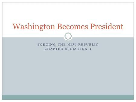 Washington Becomes President