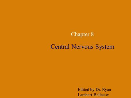 Chapter 8 Central Nervous System Edited by Dr. Ryan Lambert-Bellacov.