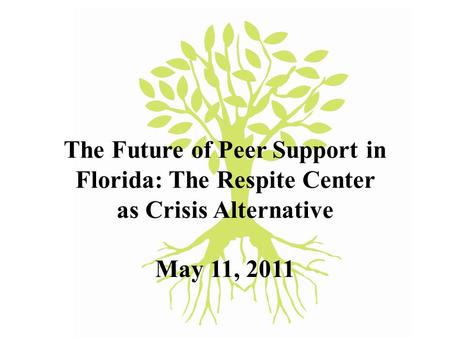 The Future of Peer Support in Florida: The Respite Center as Crisis Alternative May 11, 2011.