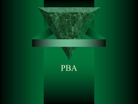 PBA. Observations  Growth, projects, busy-ness –Doing an incredible amount of work  Great Quality of work  Concern about being perfect  Attitudes.