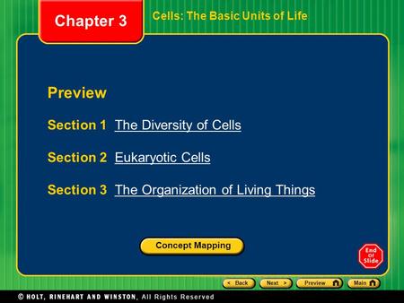 Chapter 3 Preview Section 1 The Diversity of Cells