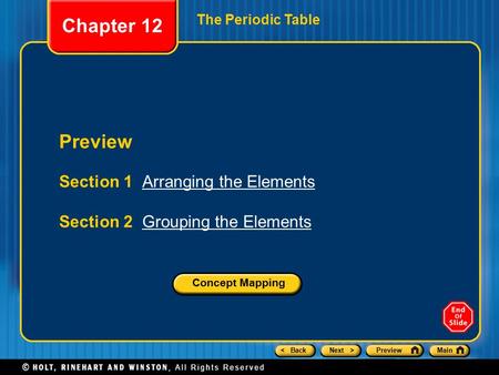 Chapter 12 Preview Section 1 Arranging the Elements