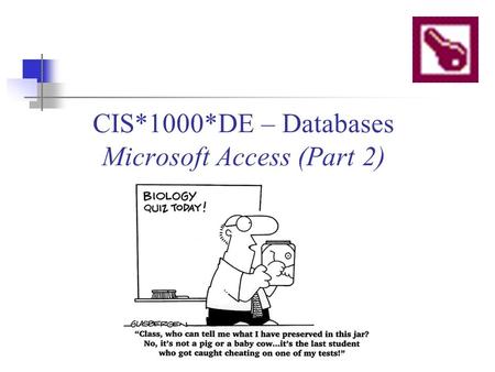 CIS*1000*DE – Databases Microsoft Access (Part 2).