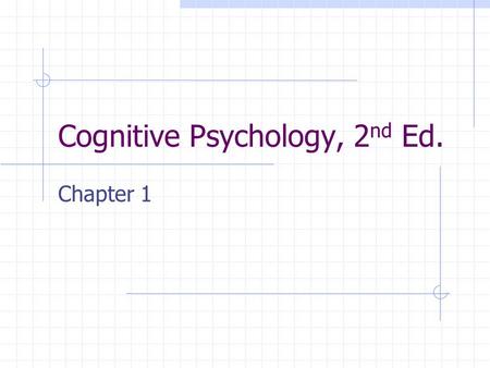 Cognitive Psychology, 2 nd Ed. Chapter 1. Defining Cognitive Psychology The study of human mental processes and their role in thinking, feeling, and behaving.