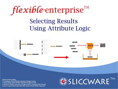 Selecting Results Using Attribute Logic Software patents pending. ™ Trademarks of SLICCWARE Corporation All rights reserved. SM Service Mark of SLICCWARE.