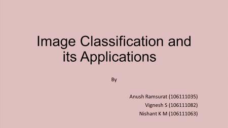 Image Classification and its Applications