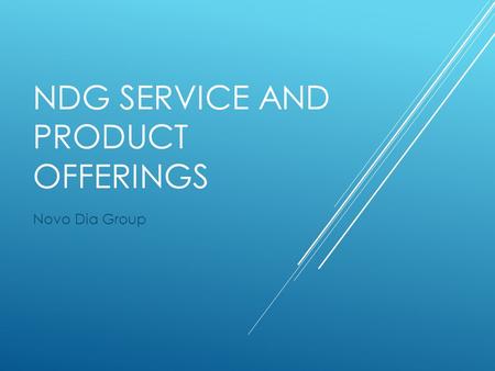 NDG SERVICE AND PRODUCT OFFERINGS Novo Dia Group.