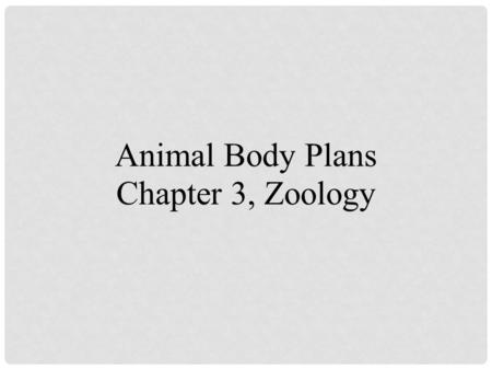 Animal Body Plans Chapter 3, Zoology.