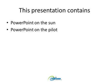 This presentation contains