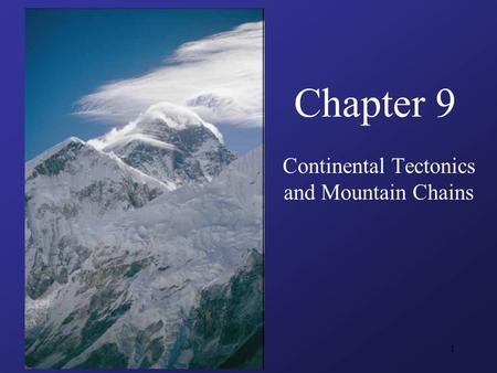Continental Tectonics and Mountain Chains
