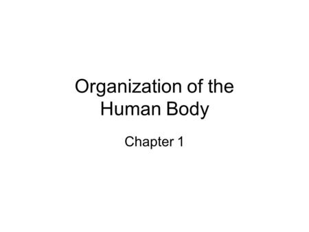 Organization of the Human Body Chapter 1. Learner Outcome: To define and describe the levels of organization within the human body and to begin to use.