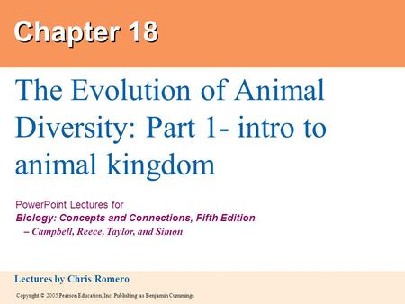 The Evolution of Animal Diversity: Part 1- intro to animal kingdom
