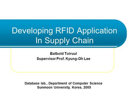 Developing RFID Application In Supply Chain