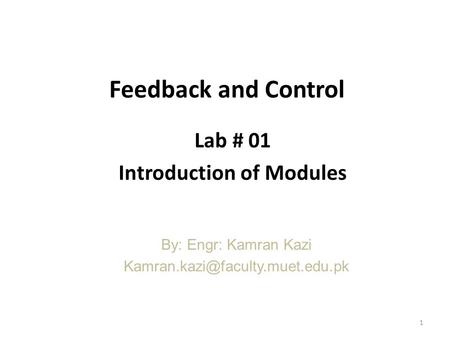 Lab # 01 Introduction of Modules