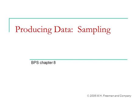 Producing Data: Sampling BPS chapter 8 © 2006 W.H. Freeman and Company.
