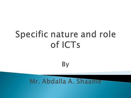 By Mr. Abdalla A. Shaame.  ICT is an acronym that stands for Information Communications Technology  However, apart from explaining an acronym, there.