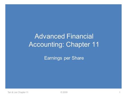 Advanced Financial Accounting: Chapter 11