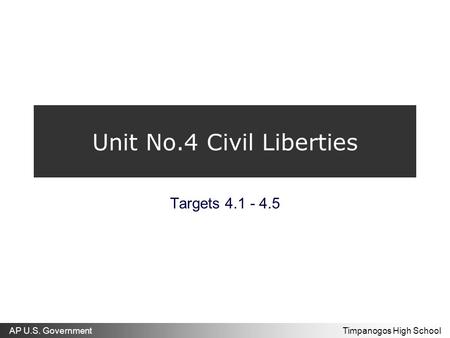 AP U.S. Government Timpanogos High School Unit No.4 Civil Liberties Targets 4.1 - 4.5.