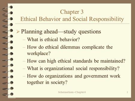 Chapter 3 Ethical Behavior and Social Responsibility