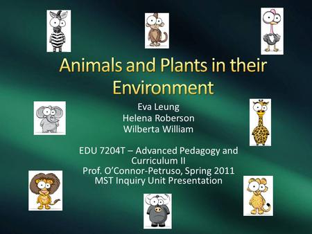 Eva Leung Helena Roberson Wilberta William EDU 7204T – Advanced Pedagogy and Curriculum II Prof. O’Connor-Petruso, Spring 2011 MST Inquiry Unit Presentation.