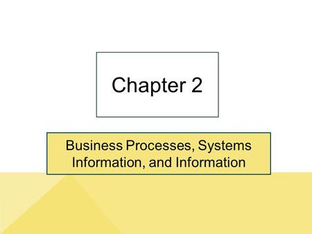 Business Processes, Systems Information, and Information