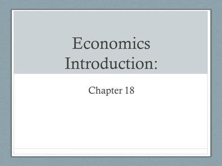 Economics Introduction: