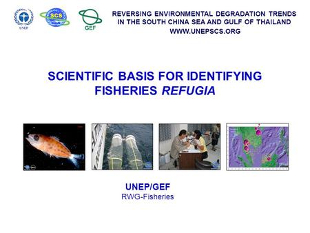 REVERSING ENVIRONMENTAL DEGRADATION TRENDS IN THE SOUTH CHINA SEA AND GULF OF THAILAND WWW.UNEPSCS.ORG SCIENTIFIC BASIS FOR IDENTIFYING FISHERIES REFUGIA.