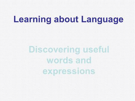 Learning about Language