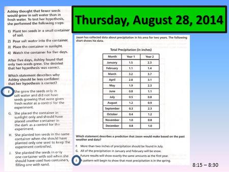 Thursday, August 28, 2014 8:15 – 8:30. Word Study Week 3 -Thursday 8:30 – 8:40 goal cocoa coal approach boast relieve.