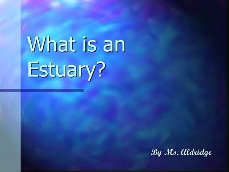 What is an Estuary? By Ms. Aldridge.