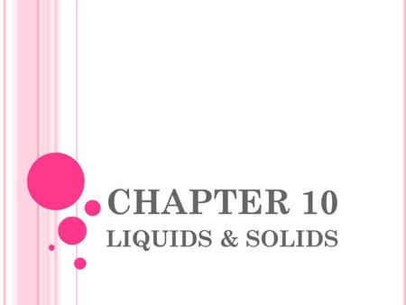 CHAPTER 10 LIQUIDS & SOLIDS. I NTERMOLECULAR F ORCES Dipole-dipole attraction (1% as strong as a bond & indirectly proportional to distance) Polarizability.