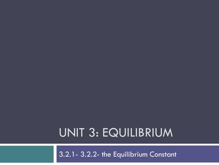 the Equilibrium Constant