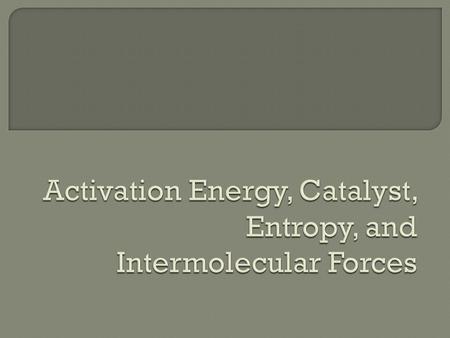 Activation energy is the energy required to get a chemical reaction started.