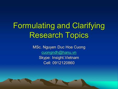 Formulating and Clarifying Research Topics