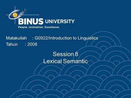Session 8 Lexical Semantic