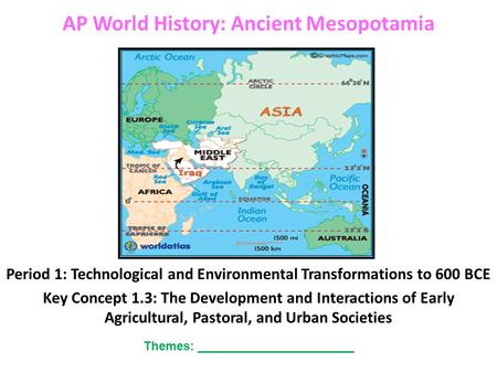 AP World History: Ancient Mesopotamia Period 1: Technological and Environmental Transformations to 600 BCE Key Concept 1.3: The Development and Interactions.