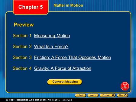 Chapter 5 Preview Section 1 Measuring Motion
