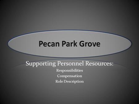 Supporting Personnel Resources: Responsibilities Compensation Role Description.