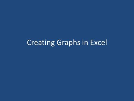 Creating Graphs in Excel. Step Summary Input data Highlight data to be graphed Insert  Chart Decide what type of graph to use Finish!