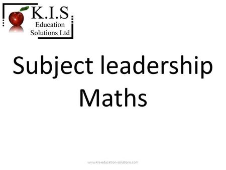 Subject leadership Maths