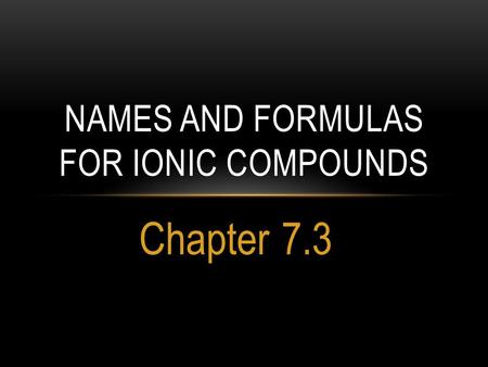 Names and formulas for ionic compounds