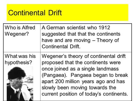 Continental Drift Who is Alfred Wegener?
