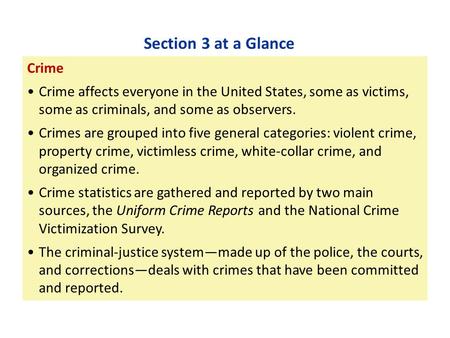 Section 3 at a Glance Crime
