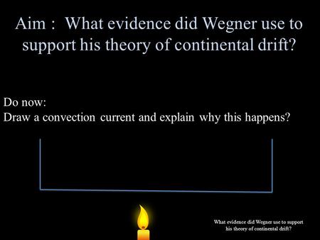 Aim : What evidence did Wegner use to support his theory of continental drift? Do now: Draw a convection current and explain why this happens? What evidence.