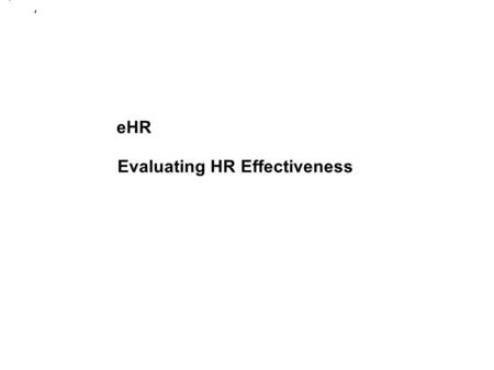 Evaluating HR Effectiveness
