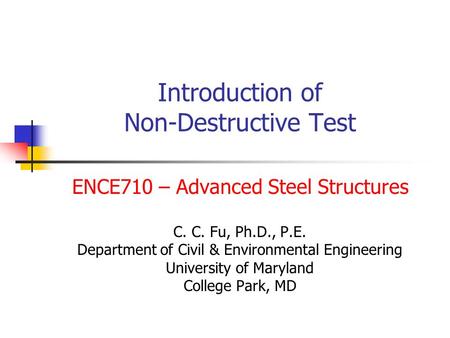 Introduction of Non-Destructive Test