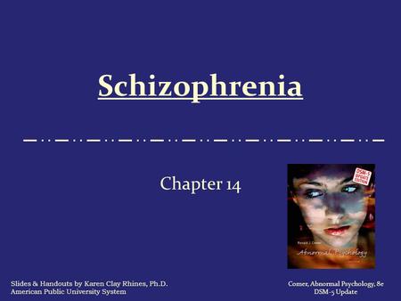 Schizophrenia Chapter 14 Slides & Handouts by Karen Clay Rhines, Ph.D.